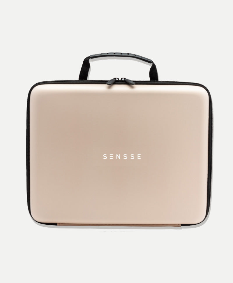A nude coloured carry case with &